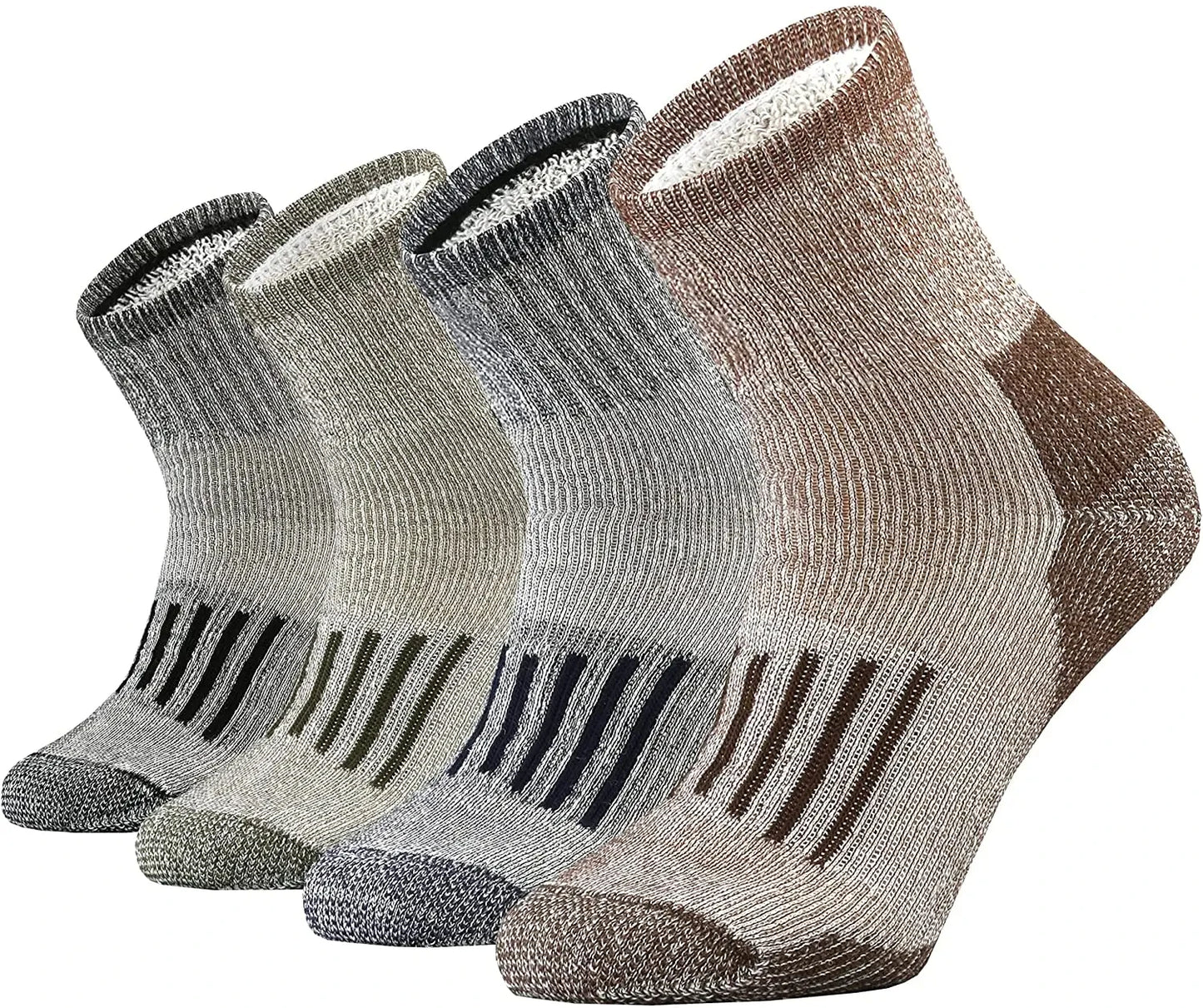 4 Pairs 65% Merino Wool Socks - Thick Warm Hiking Cushion Crew Socks for Men & Women