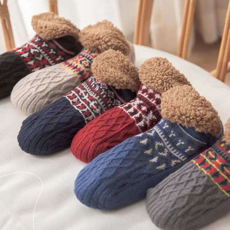 Fall & Winter Non-Slip Floor Socks – Warm Fleece Slipper Socks for Men & Women
