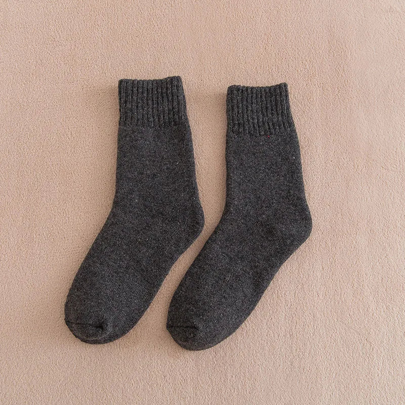 Winter Women's Thick Warm Harajuku Retro Socks – Cozy 25% Wool Cotton Blend (5 Pairs)