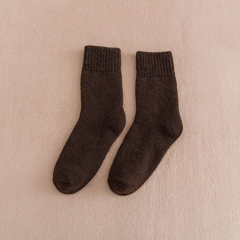 Winter Women's Thick Warm Harajuku Retro Socks – Cozy 25% Wool Cotton Blend (5 Pairs)