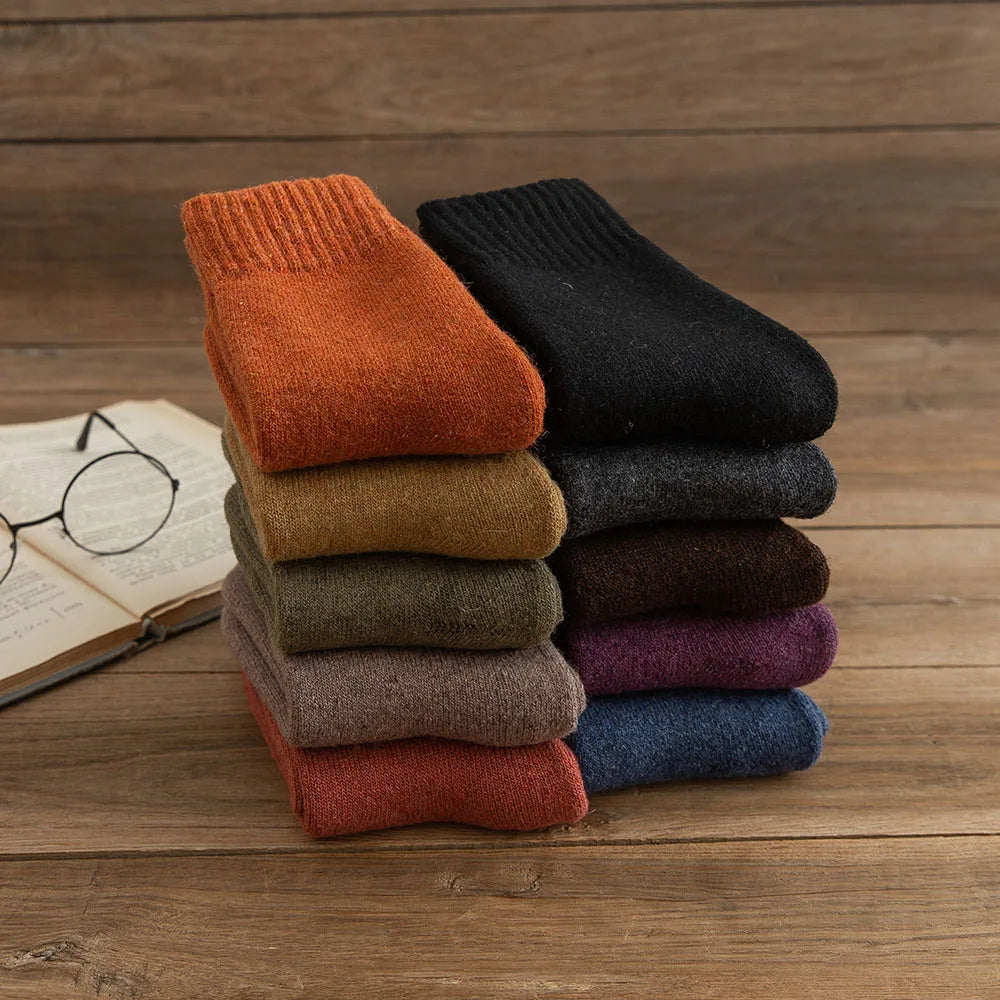 Winter Women's Thick Warm Harajuku Retro Socks – Cozy 25% Wool Cotton Blend (5 Pairs)