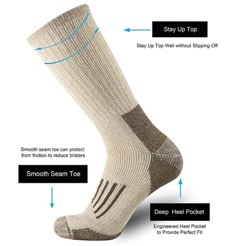 Thermal Crew Hiking Socks – Moisture-Wicking & Cushioned Comfort for Men and Women
