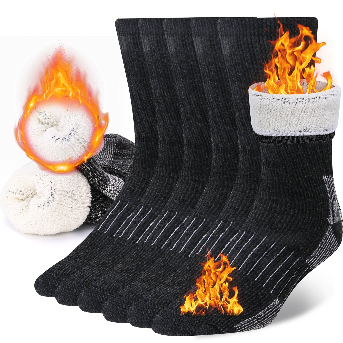 Winter Warrior Merino Thermal Socks – 3-Pair Pack for Hiking, Work & Everyday Comfort