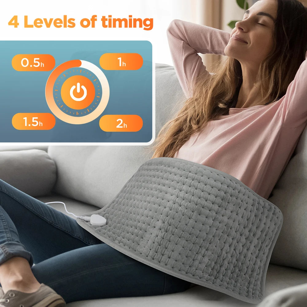 Extra-Cozy Electric Heating Pad – 60x30CM with 10 Heat Levels & 4 Timing Modes for Ultimate Body Relaxation