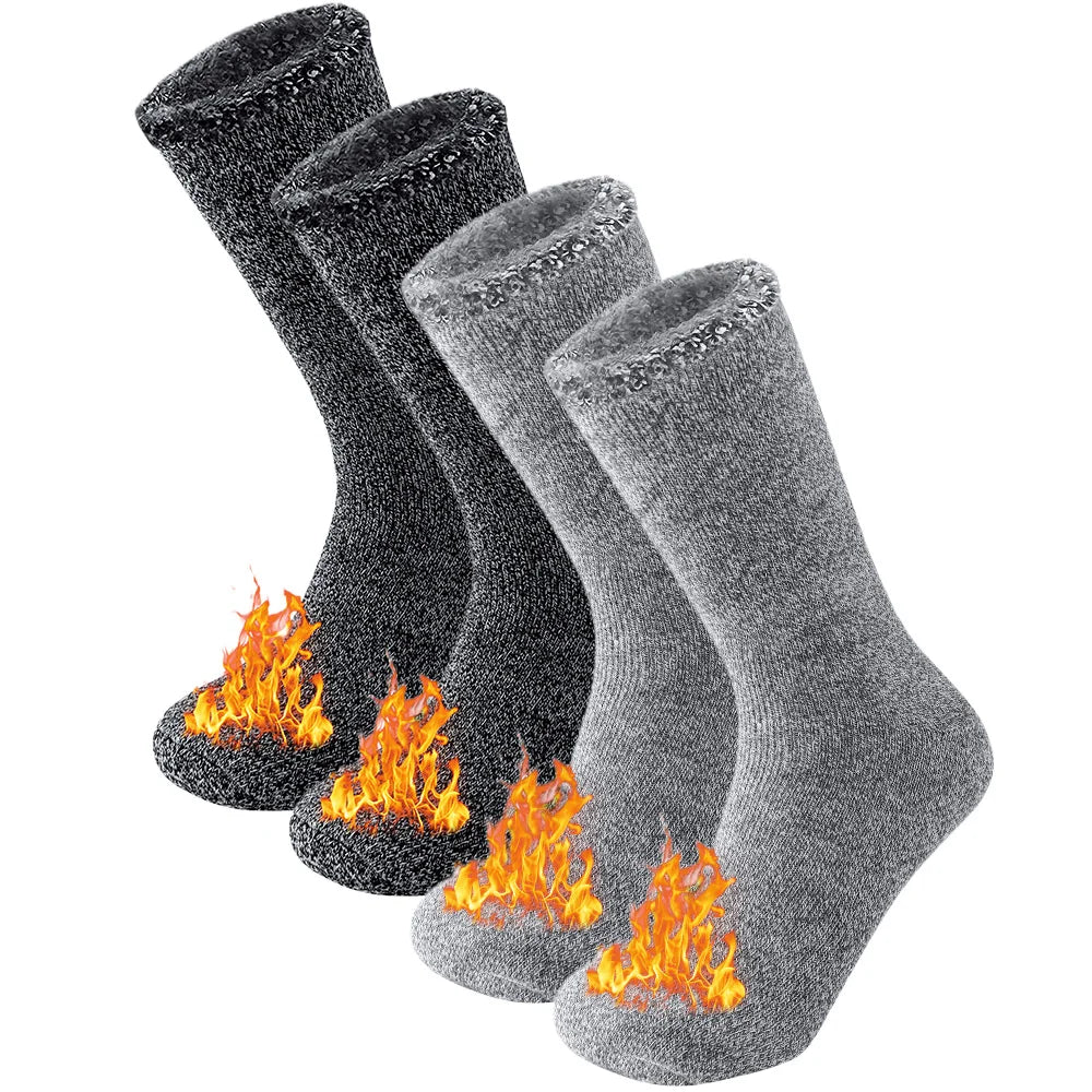 Extra-Warm Winter Thermal Socks – Insulated Cold Weather Crew Socks (2 Pairs Pack)