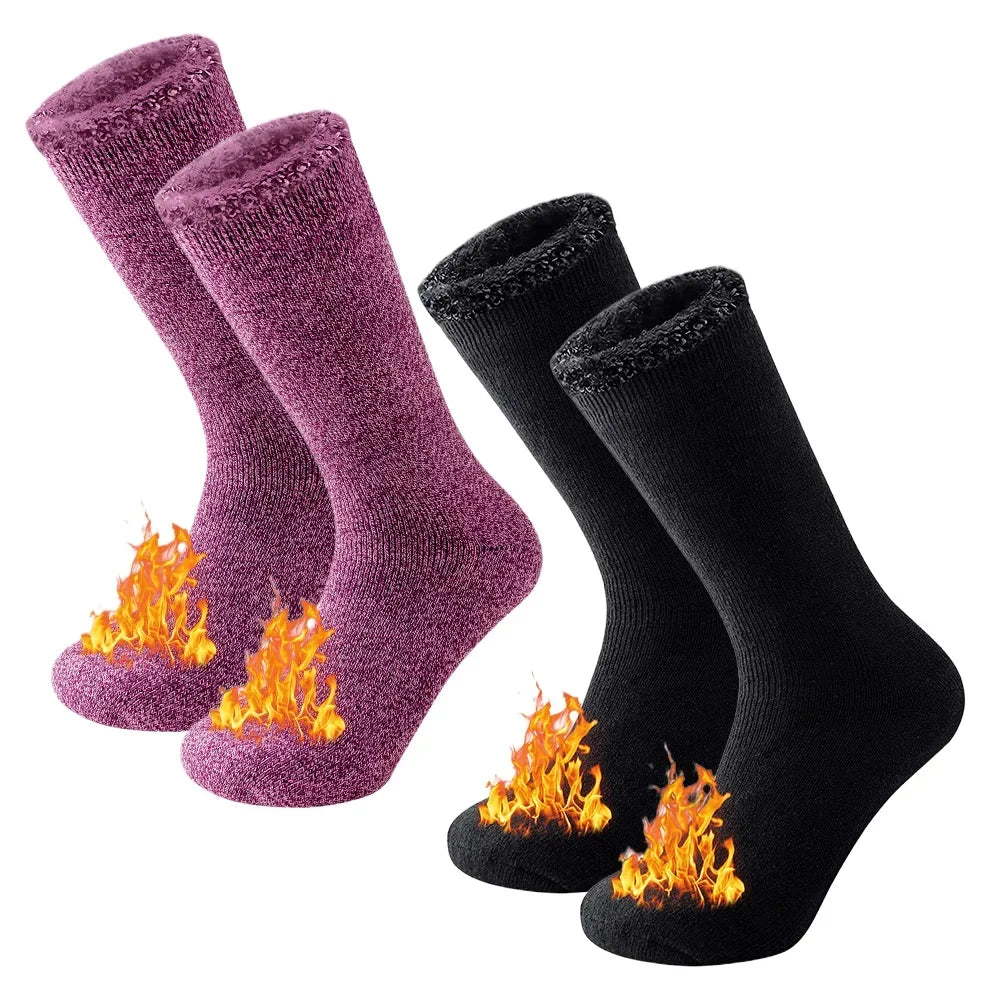 Extra-Warm Winter Thermal Socks – Insulated Cold Weather Crew Socks (2 Pairs Pack)