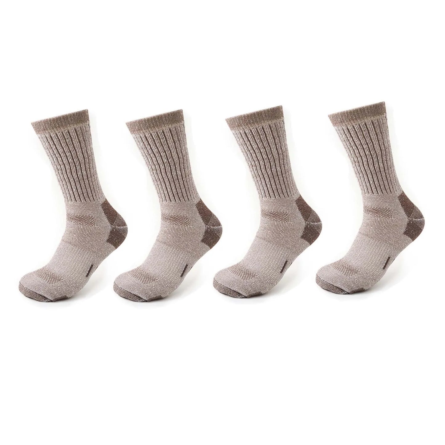 4 Pairs Men’s 35% Merino Wool Outdoor Hiking Socks – Crew Length Winter Thermal Boot Socks