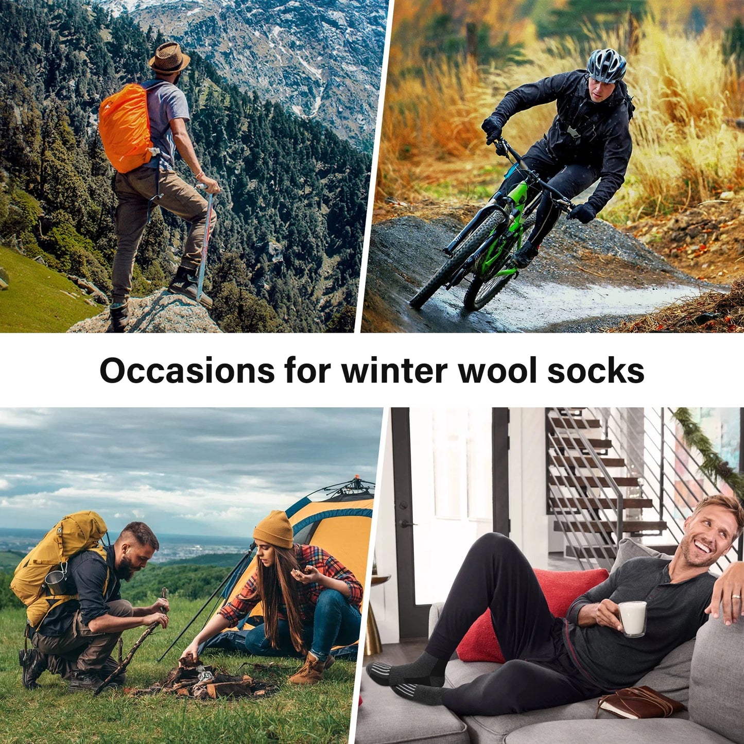 5 Pairs Men's Wool Cotton Crew Socks – Warm and Comfortable Winter Socks