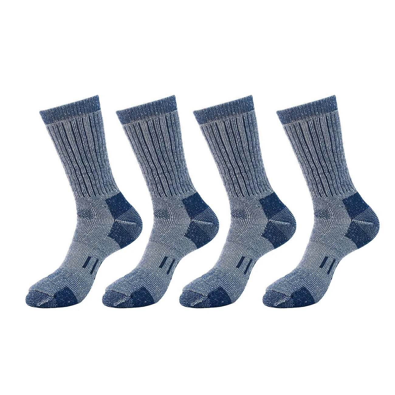 4 Pairs Men’s 35% Merino Wool Outdoor Hiking Socks – Crew Length Winter Thermal Boot Socks