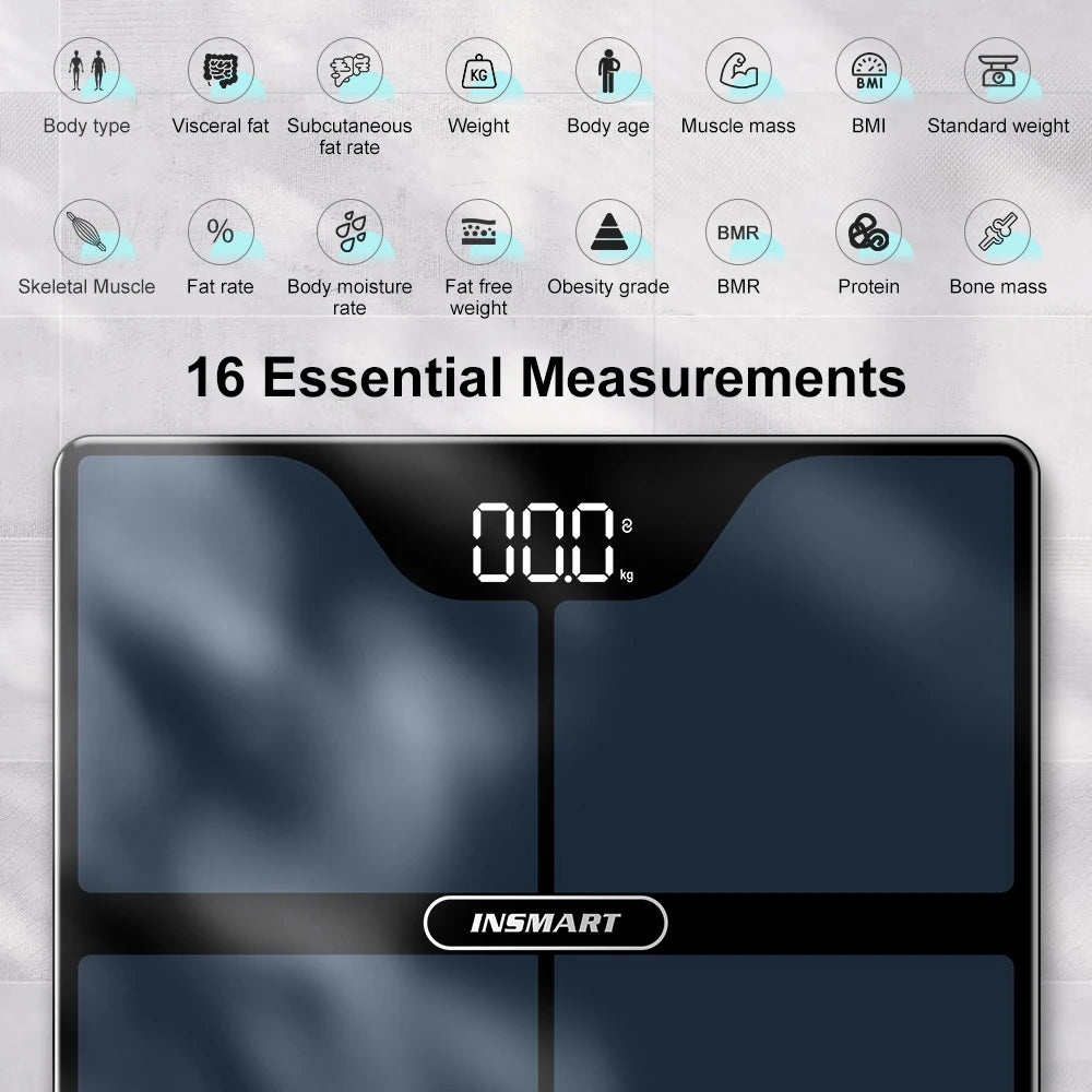 Smart Body Fat Scale with Bio-Impedance Analysis & Smartphone Connectivity