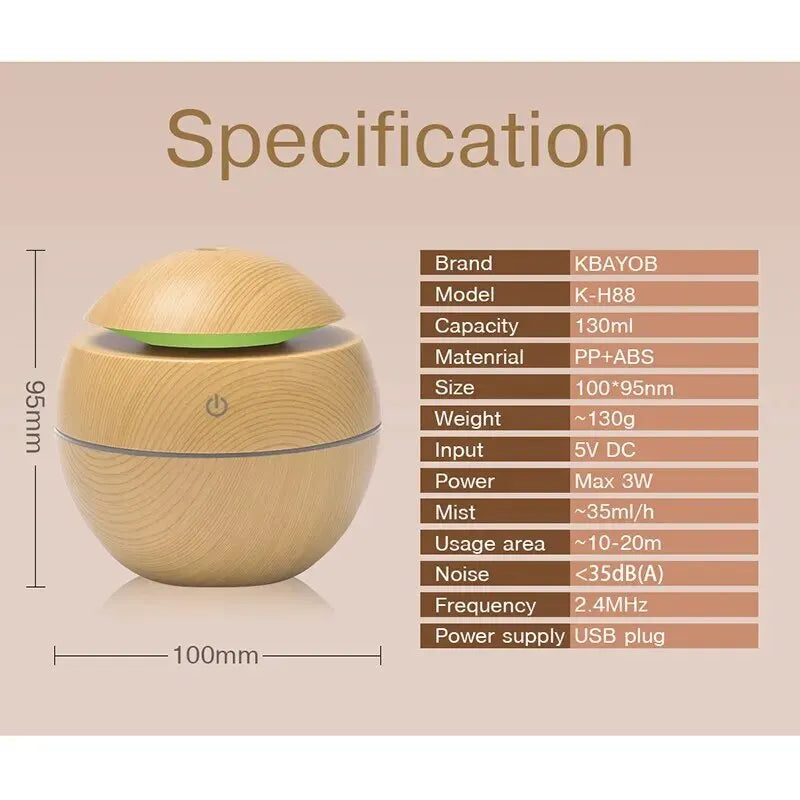 Wood Grain Ultrasonic Air Humidifier – Aromatherapy & Purifier - HeabitLife