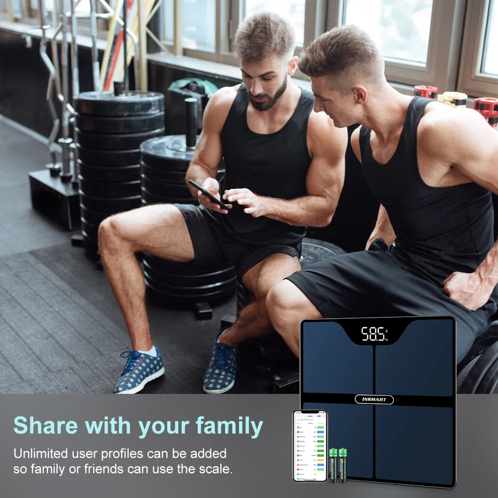 Smart Body Fat Scale with Bio-Impedance Analysis & Smartphone Connectivity