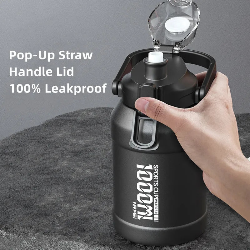 2L Stainless Steel Water Bottle with Straw Lid - HeabitLife