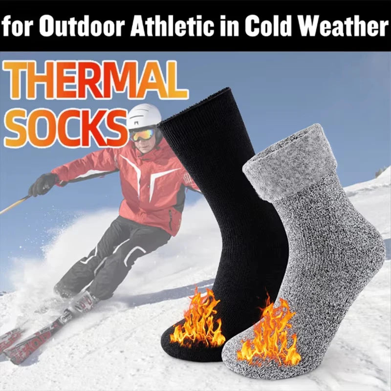 Extra-Warm Winter Thermal Socks – Insulated Cold Weather Crew Socks (2 Pairs Pack)