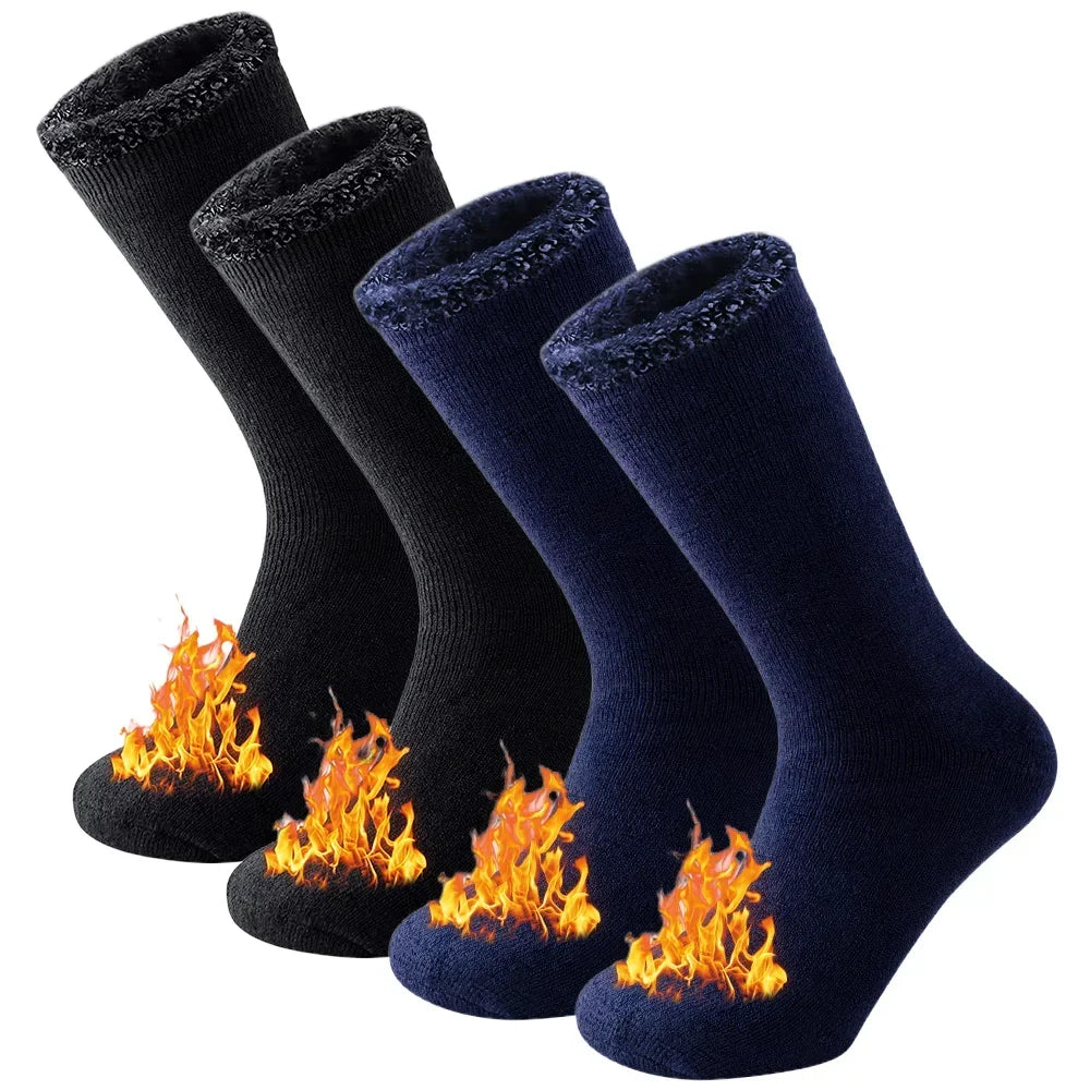 Extra-Warm Winter Thermal Socks – Insulated Cold Weather Crew Socks (2 Pairs Pack)