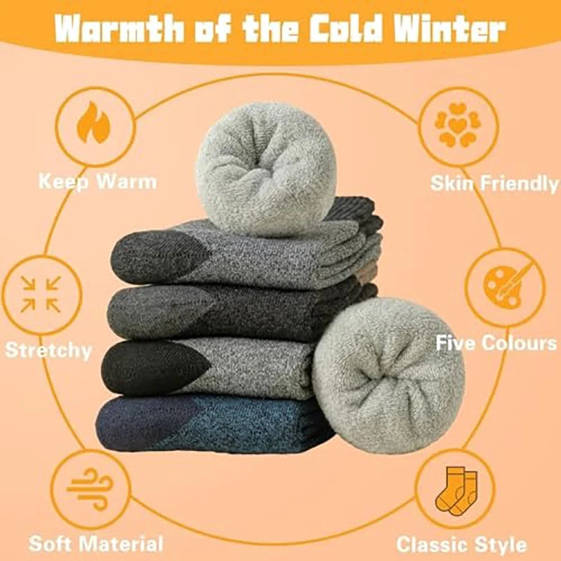 5 Pairs Men’s Thermal Winter Socks – Warm, Breathable & Ultra-Comfortable