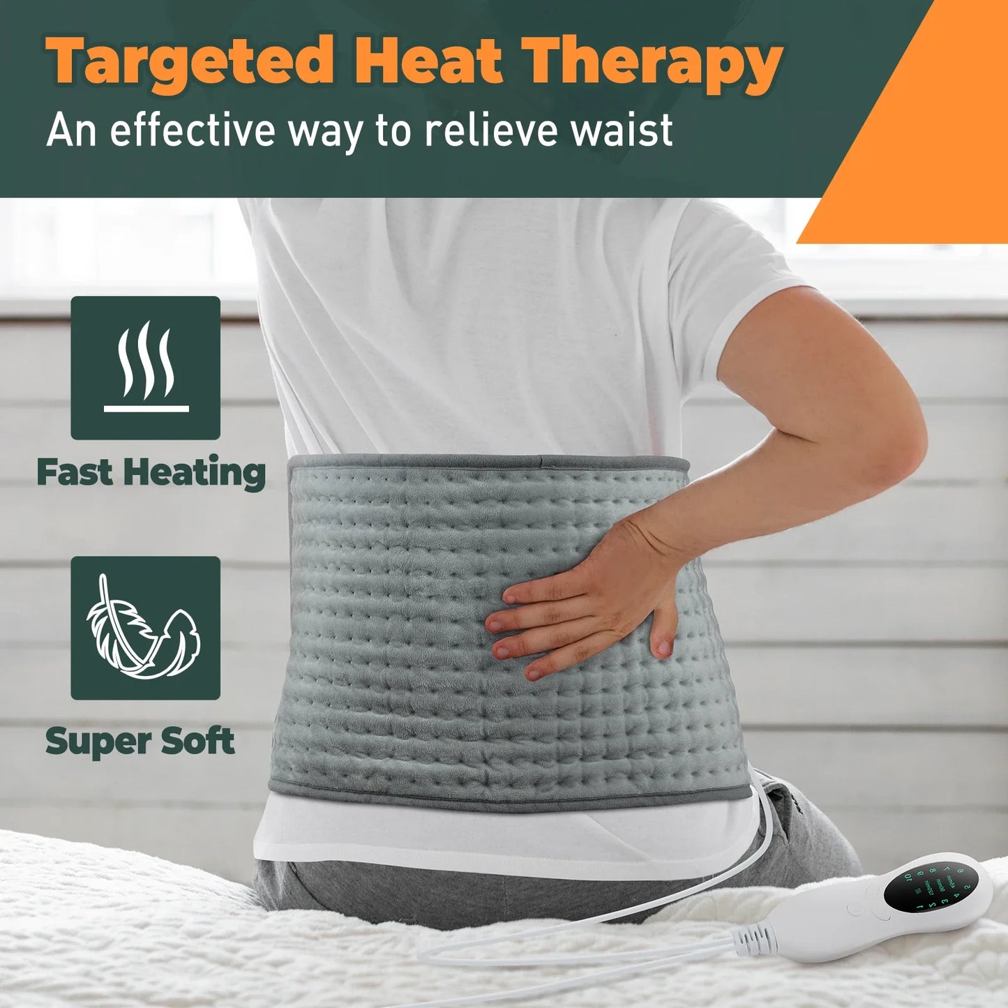 Electric Heating Pad – Adjustable Timing & Temperature Control for Home & Office Use