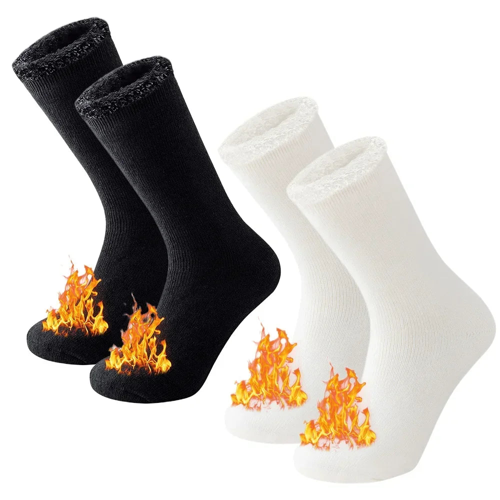 Extra-Warm Winter Thermal Socks – Insulated Cold Weather Crew Socks (2 Pairs Pack)