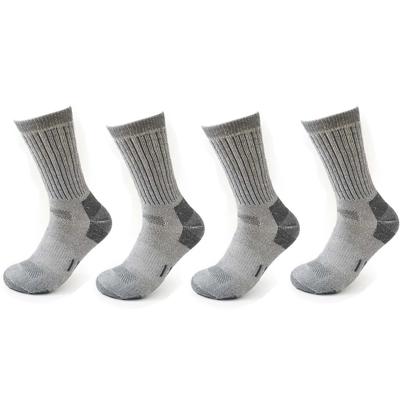 4 Pairs Men’s 35% Merino Wool Outdoor Hiking Socks – Crew Length Winter Thermal Boot Socks