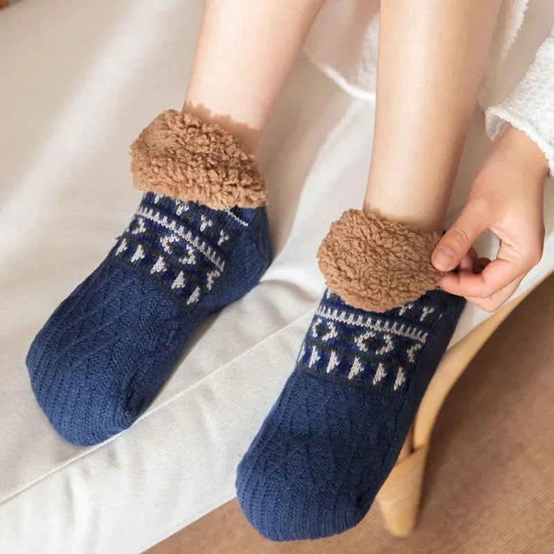 Fall & Winter Non-Slip Floor Socks – Warm Fleece Slipper Socks for Men & Women