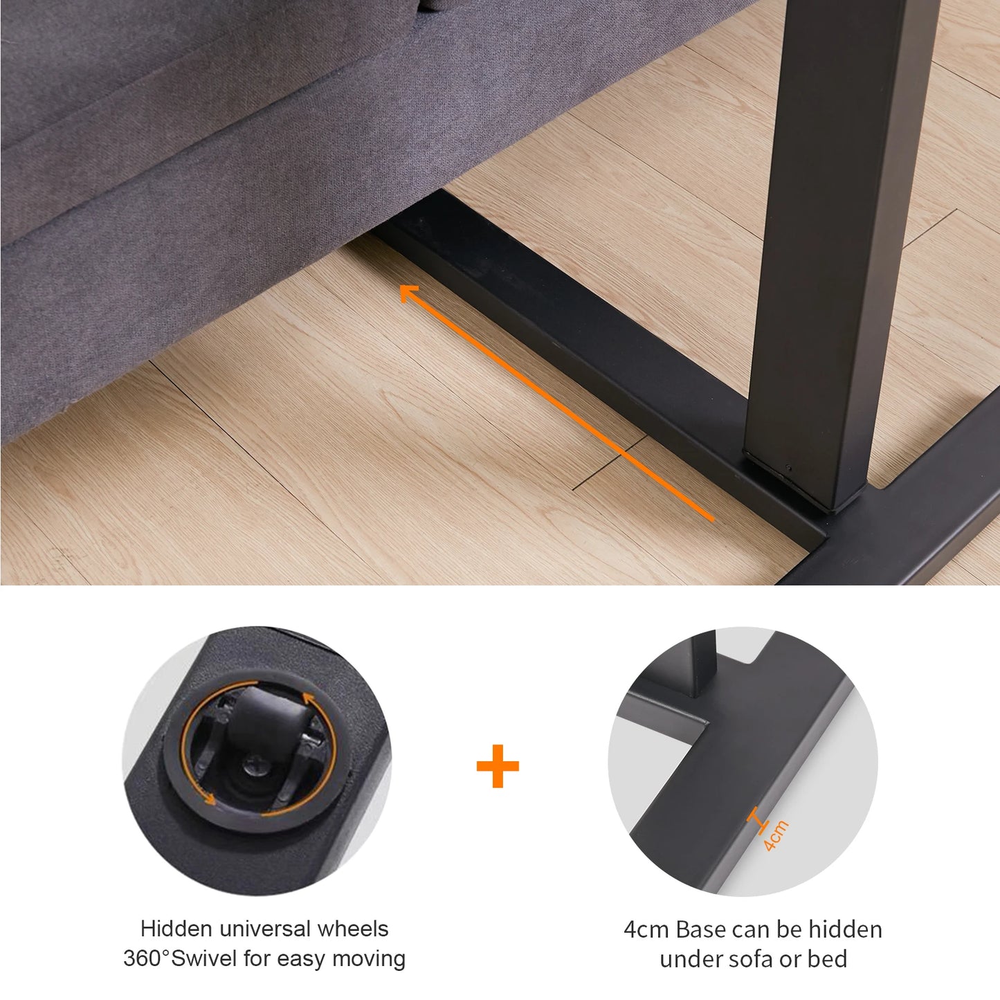 Adjustable Rolling Overbed Table – Bedside Laptop Desk & Food Tray - HeabitLife