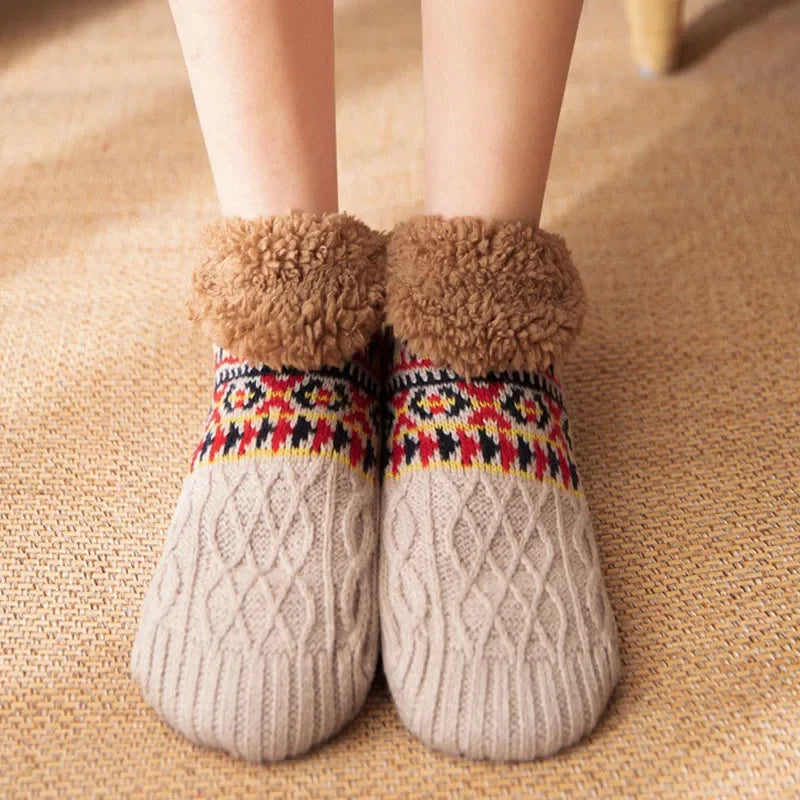 Fall & Winter Non-Slip Floor Socks – Warm Fleece Slipper Socks for Men & Women