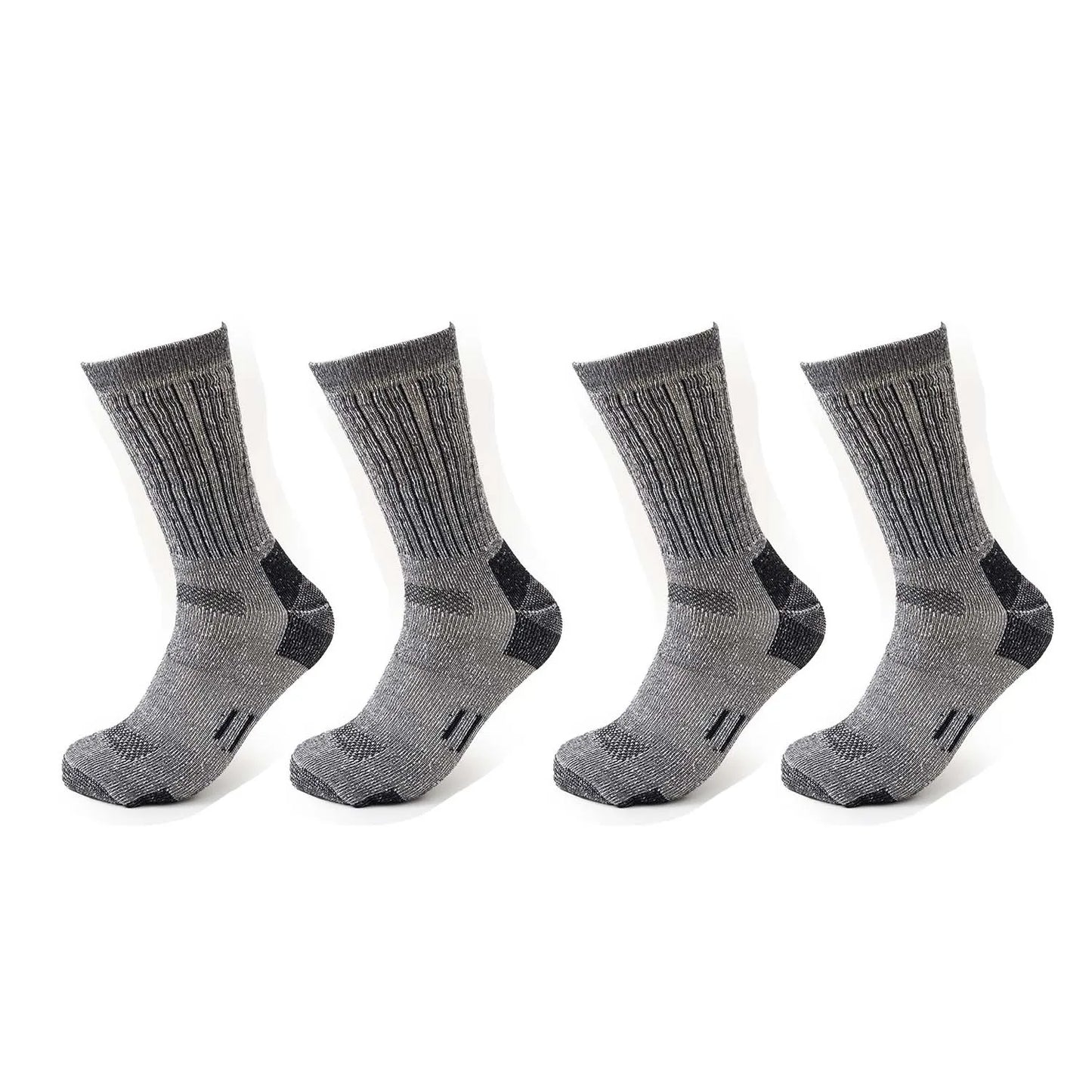 4 Pairs Men’s 35% Merino Wool Outdoor Hiking Socks – Crew Length Winter Thermal Boot Socks