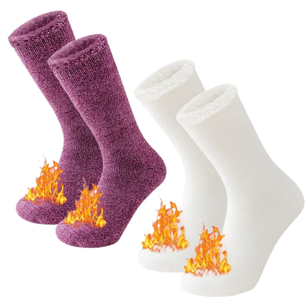 Extra-Warm Winter Thermal Socks – Insulated Cold Weather Crew Socks (2 Pairs Pack)