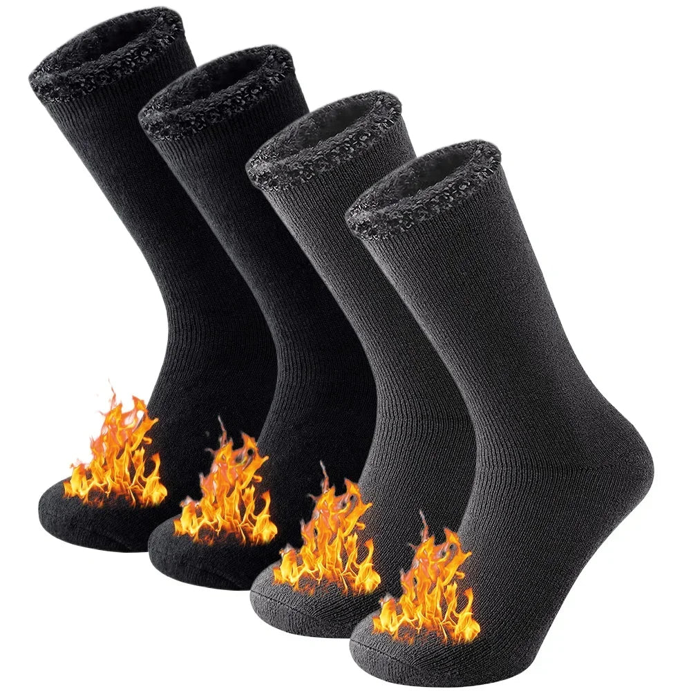 Extra-Warm Winter Thermal Socks – Insulated Cold Weather Crew Socks (2 Pairs Pack)