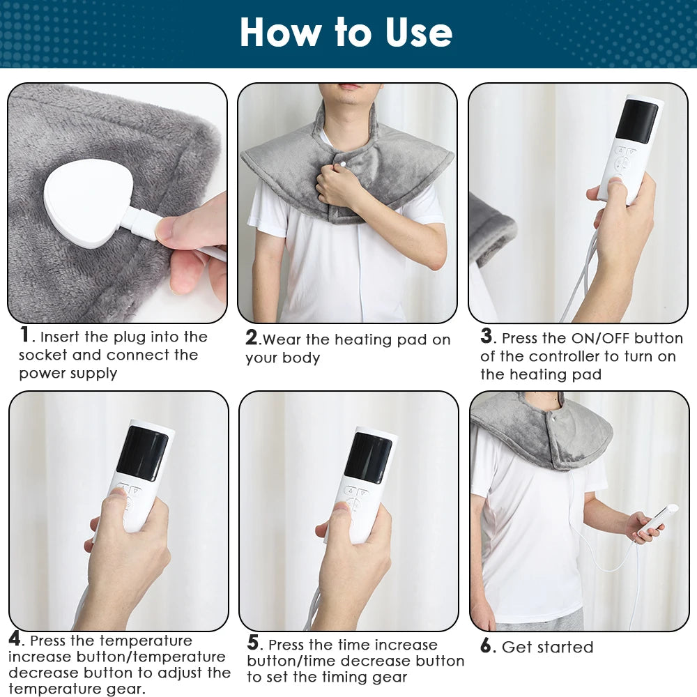 Electric Heating Pad Shawl – Neck & Shoulder Heated Wrap for Pain Relief - HeabitLife
