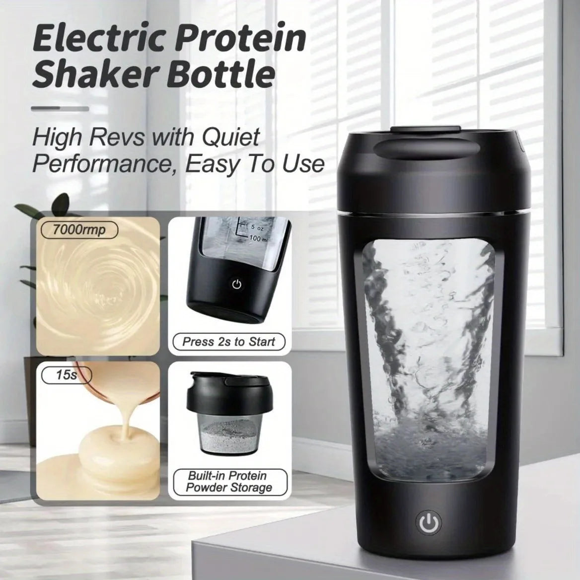 500ML Electric Protein Shaker Bottle – Automatic Mixer for Gym and Outdoor Use - HeabitLife