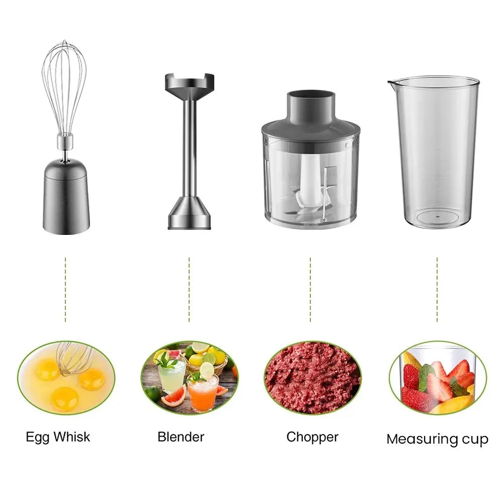 MIUI Hand Immersion Blender 1000W – 4-in-1 Stainless Steel Food Mixer - HeabitLife