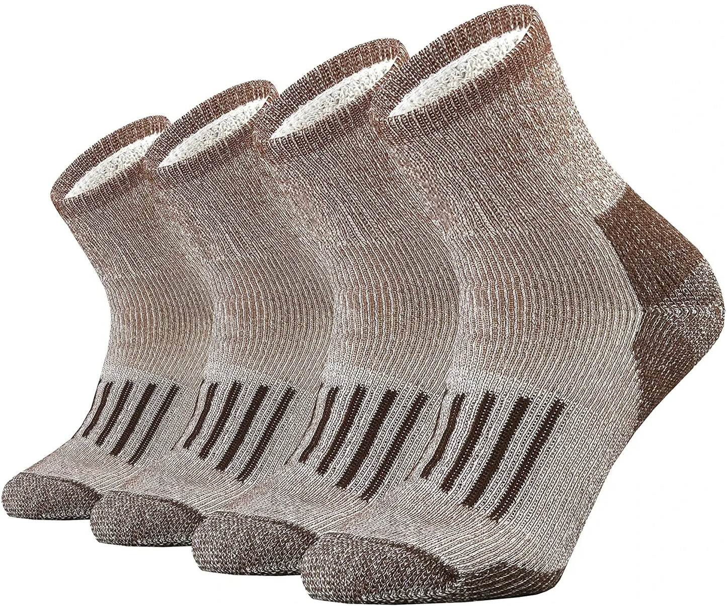 4 Pairs 65% Merino Wool Socks - Thick Warm Hiking Cushion Crew Socks for Men & Women