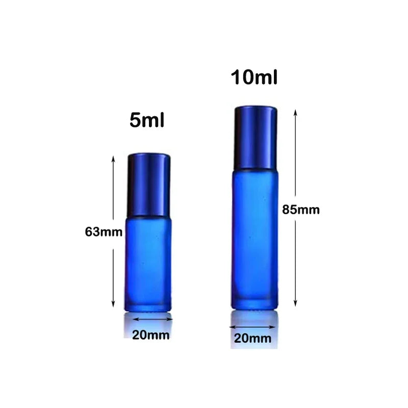 5Pcs Portable Essential Oil Roller Bottles – Frosted Glass, Refillable with Funnels - HeabitLife