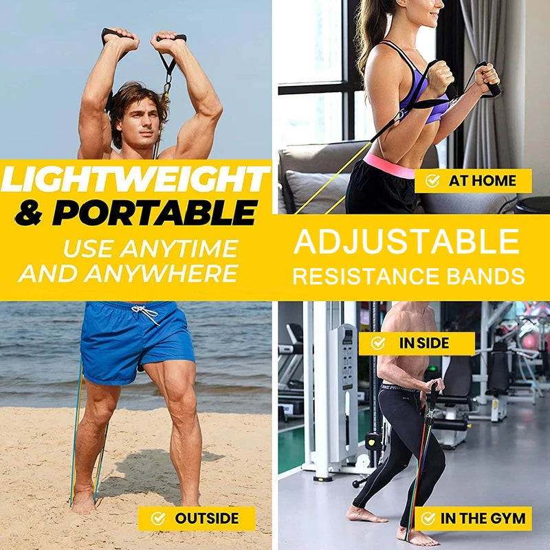 11-Piece Resistance Bands Set with Ankle Straps, Chest Expander, and Portable Design - HeabitLife