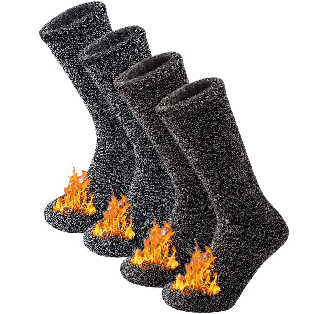 Extra-Warm Winter Thermal Socks – Insulated Cold Weather Crew Socks (2 Pairs Pack)