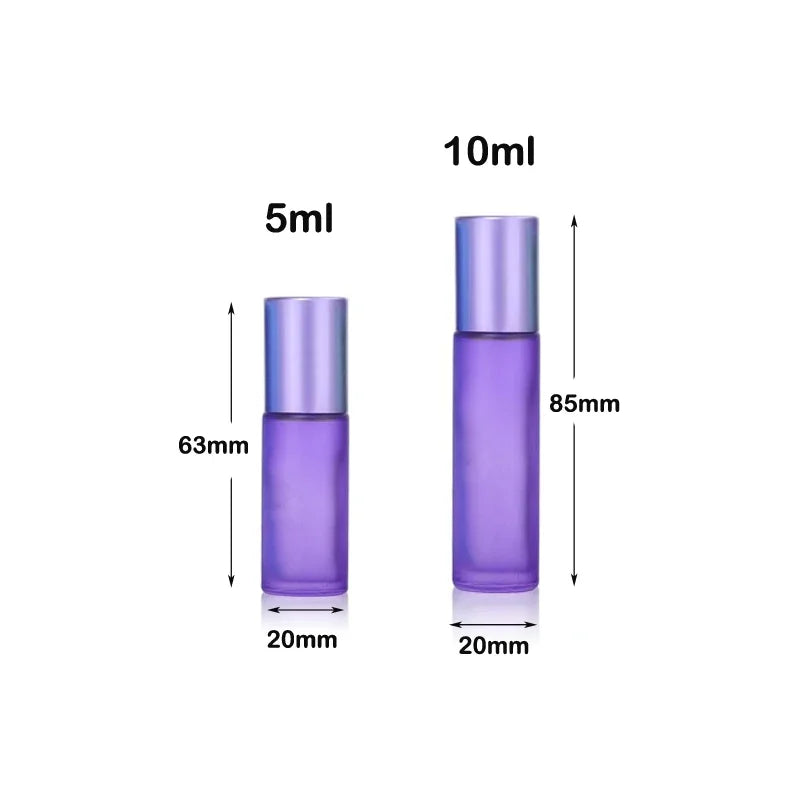 5Pcs Portable Essential Oil Roller Bottles – Frosted Glass, Refillable with Funnels - HeabitLife