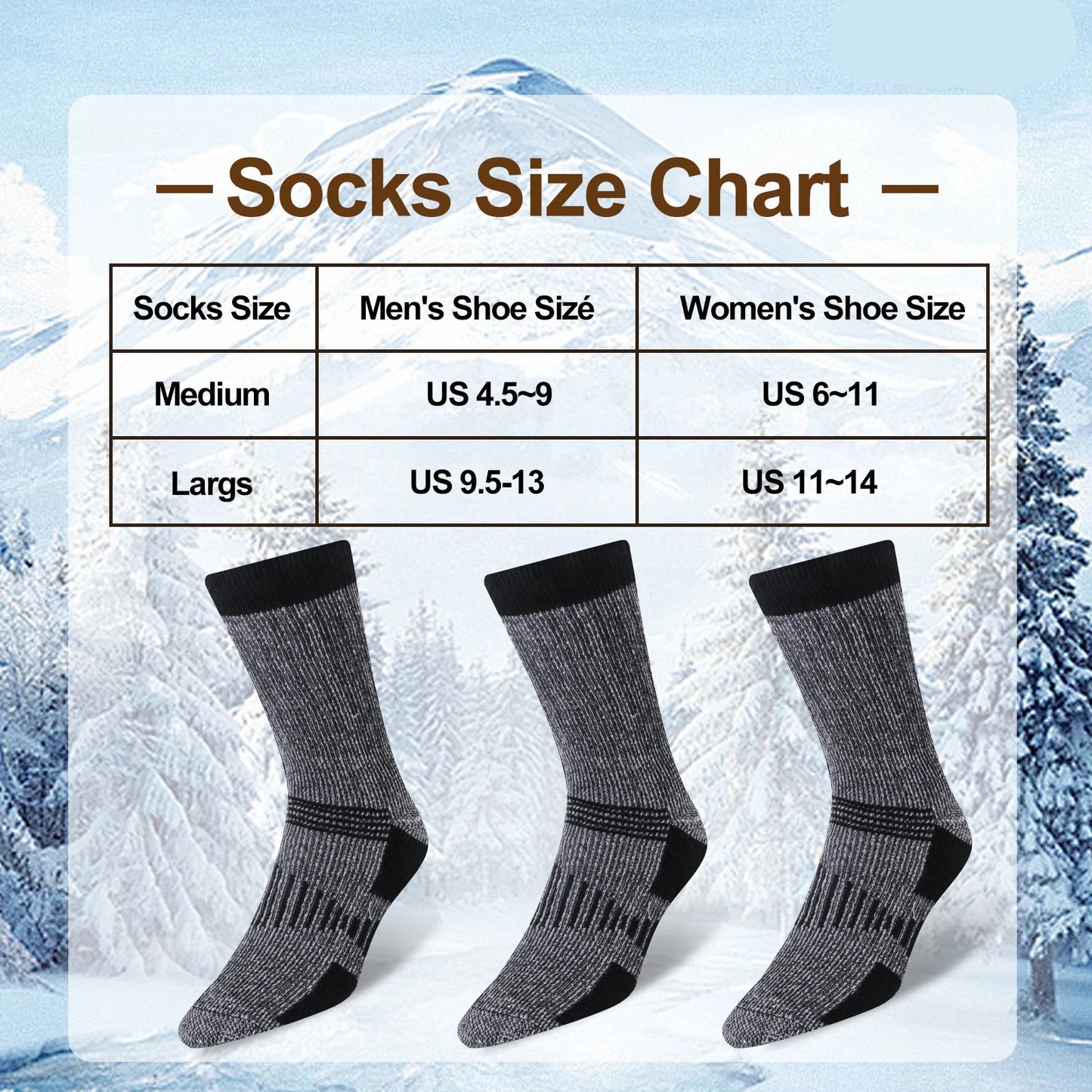 Winter Warrior Merino Thermal Socks – 3-Pair Pack for Hiking, Work & Everyday Comfort