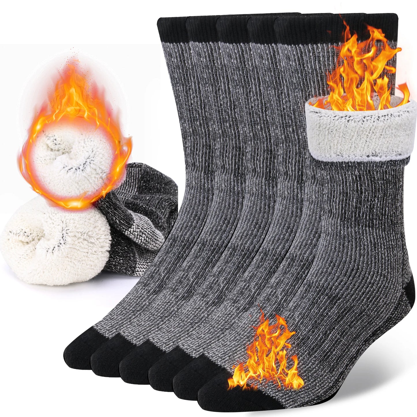 Winter Warrior Merino Thermal Socks – 3-Pair Pack for Hiking, Work & Everyday Comfort