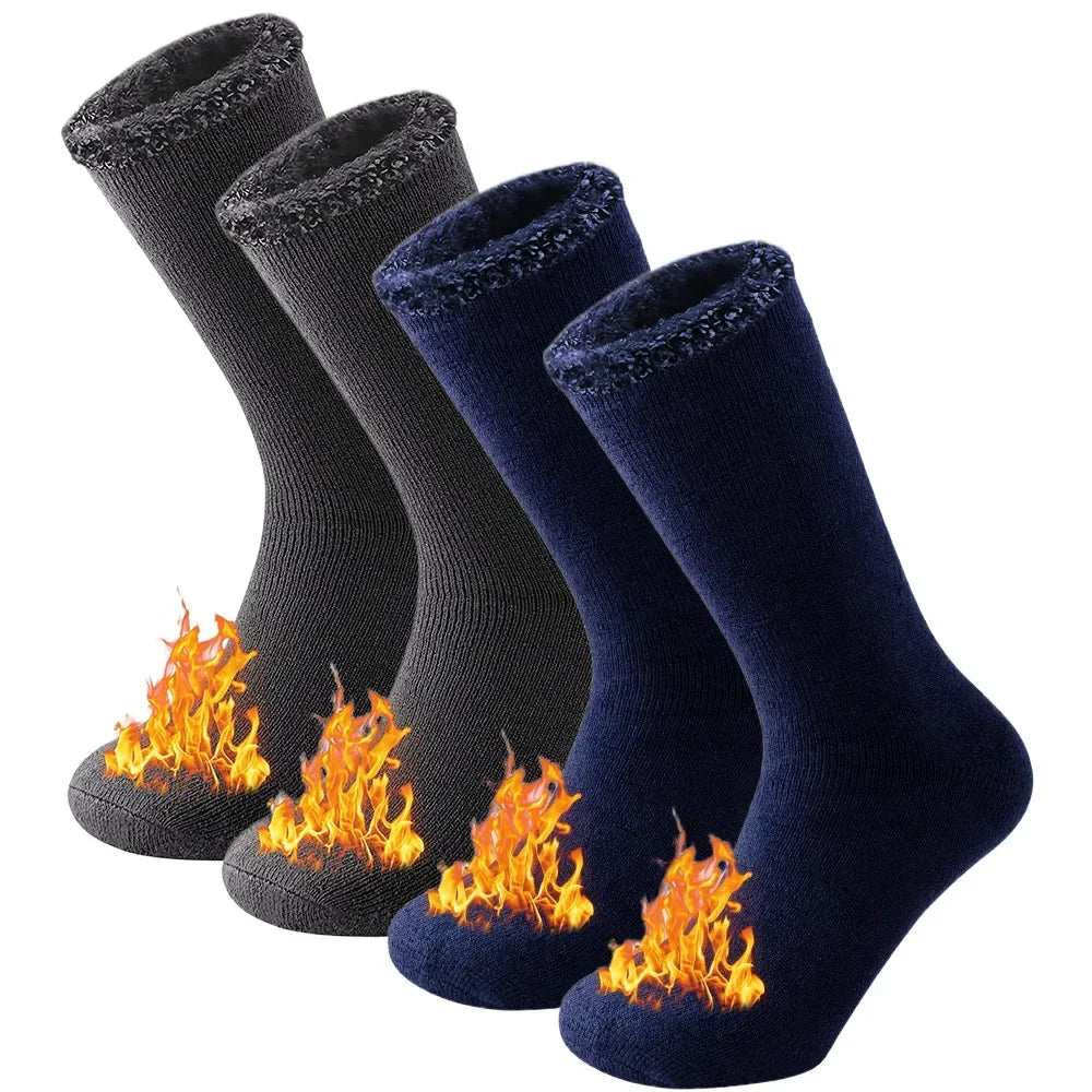 Extra-Warm Winter Thermal Socks – Insulated Cold Weather Crew Socks (2 Pairs Pack)