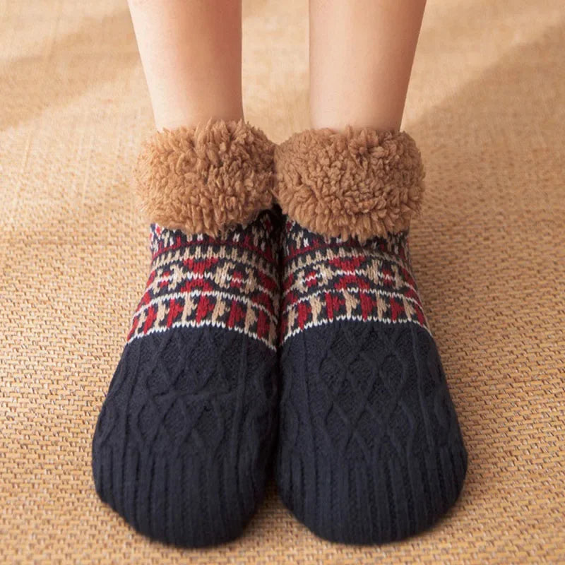 Fall & Winter Non-Slip Floor Socks – Warm Fleece Slipper Socks for Men & Women