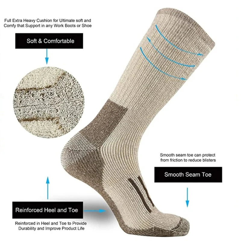 Thermal Crew Hiking Socks – Moisture-Wicking & Cushioned Comfort for Men and Women