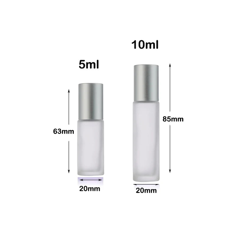 5Pcs Portable Essential Oil Roller Bottles – Frosted Glass, Refillable with Funnels - HeabitLife