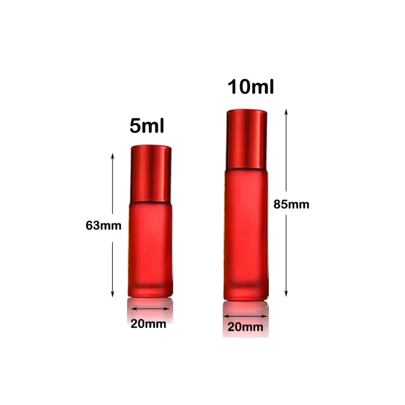 5Pcs Portable Essential Oil Roller Bottles – Frosted Glass, Refillable with Funnels - HeabitLife