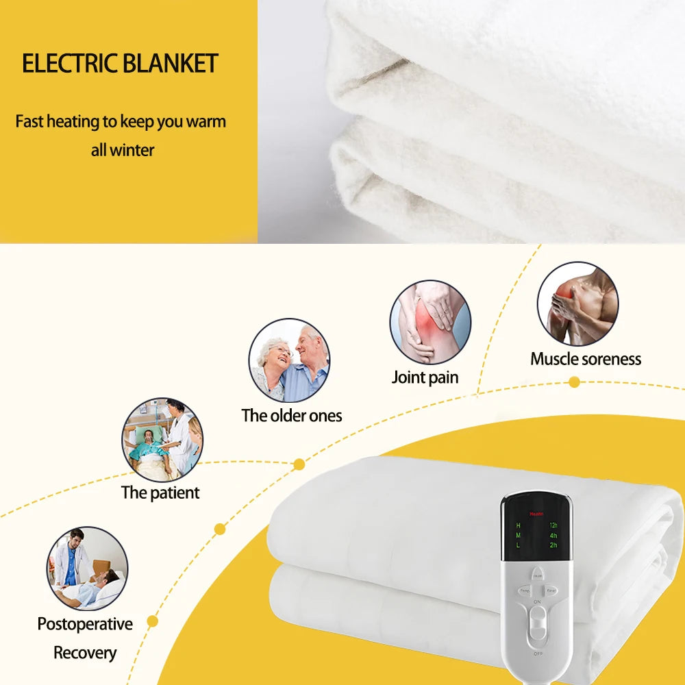 Premium Electric Heated Double Blanket – 160x130cm with Timer & 3 Heating Levels