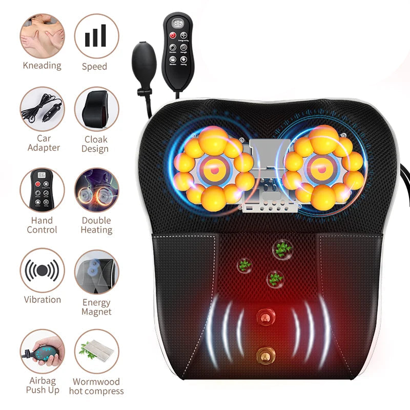 Electric Shiatsu Neck & Back Massager – Heating & Vibrating Massage Pillow - HeabitLife