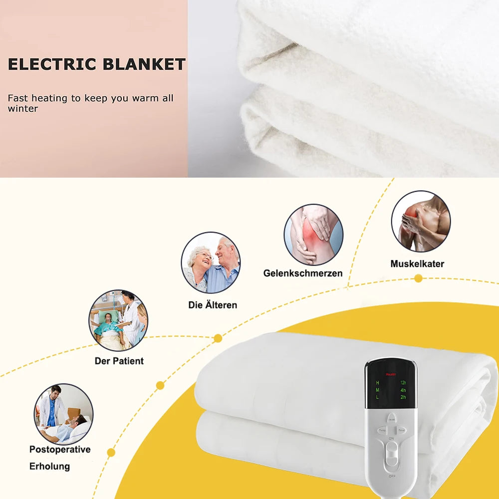 Premium Electric Heated Blanket – 150x80cm with Timer & 3 Adjustable Heating Levels for Cozy Winter Nights