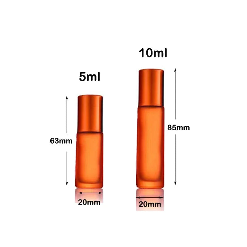 5Pcs Portable Essential Oil Roller Bottles – Frosted Glass, Refillable with Funnels - HeabitLife