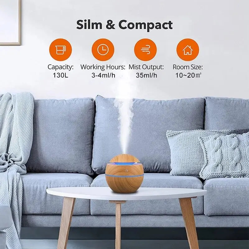 Wood Grain Ultrasonic Air Humidifier – Aromatherapy & Purifier - HeabitLife