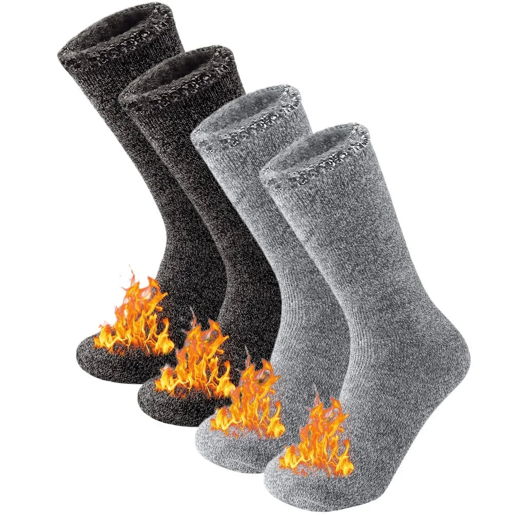 Extra-Warm Winter Thermal Socks – Insulated Cold Weather Crew Socks (2 Pairs Pack)
